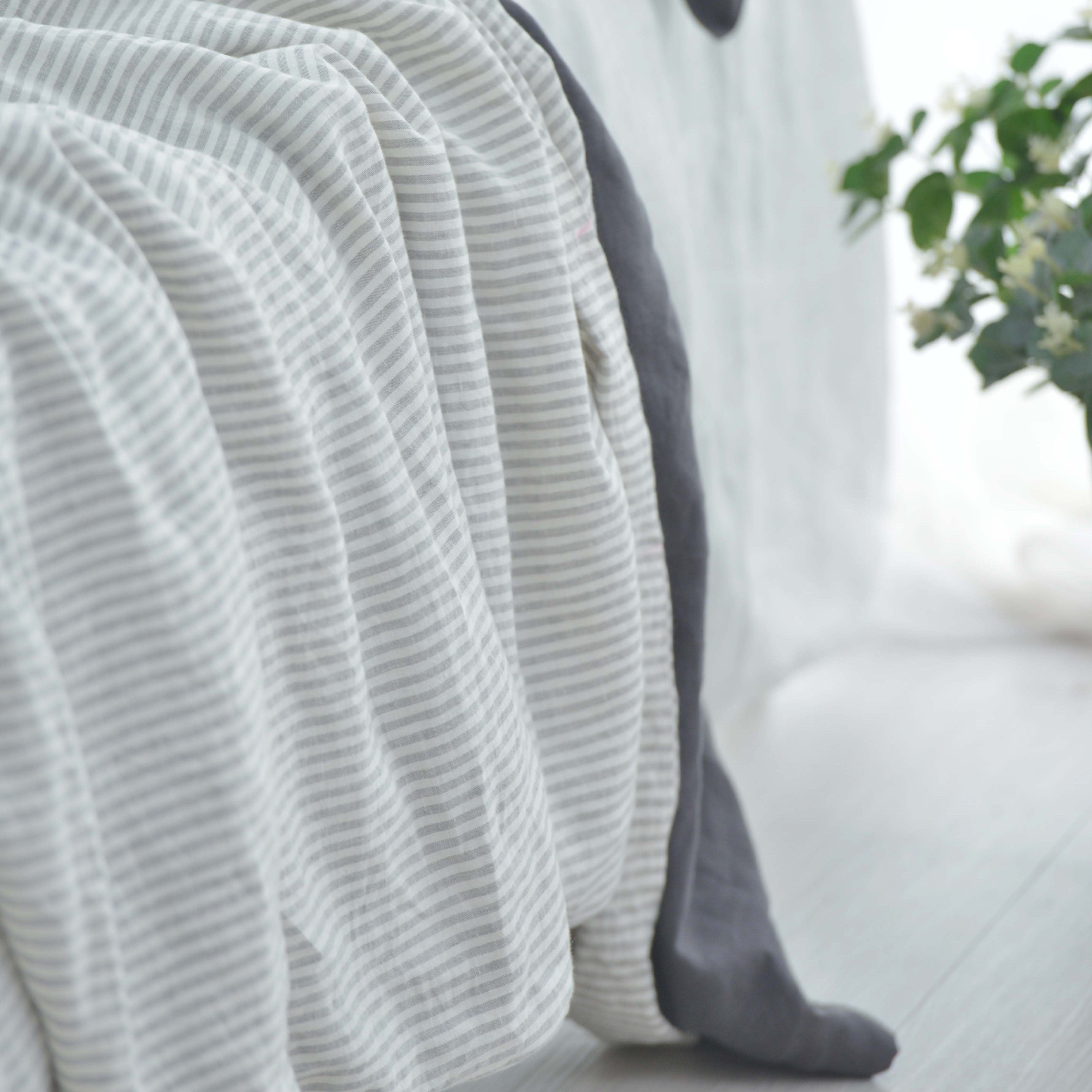 Striped French Linen Bedsheet | Deep Pocket Fitted Sheet