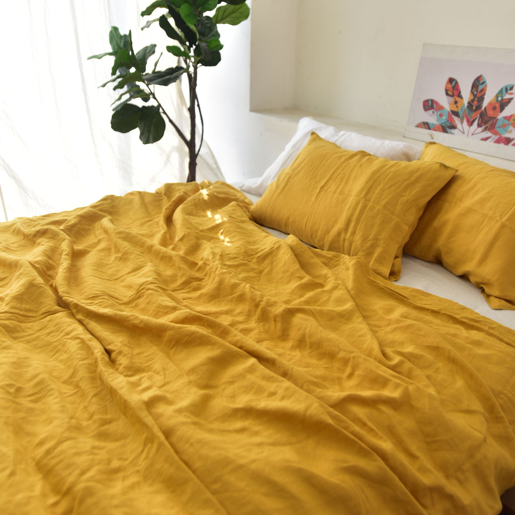 Yellow French Linen Pillowcase - Premium Quality
