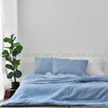 Blue French Linen 4-Piece Duvet Cover Set | Yarn-Dyed | Handmade