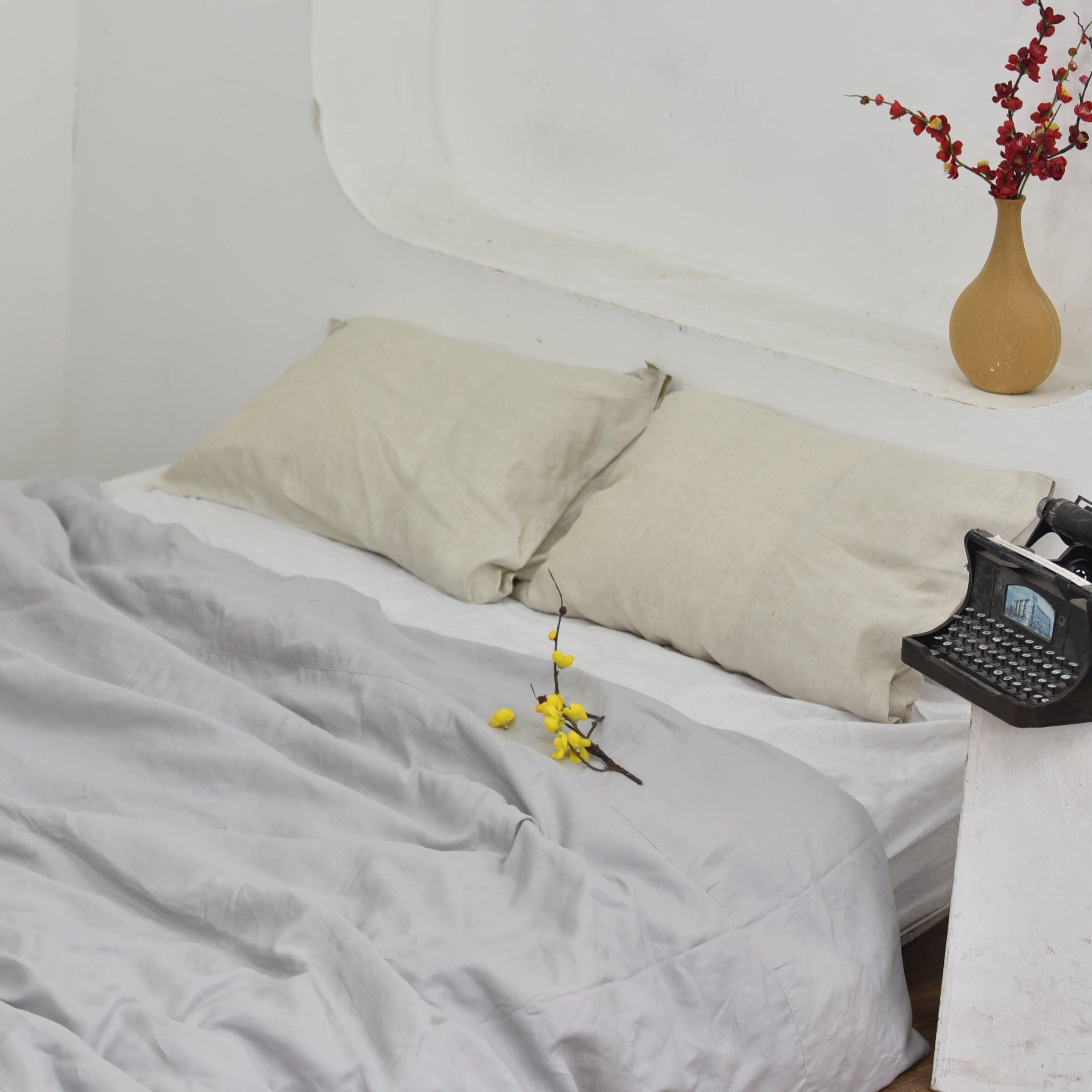 Trout Bamboo Linen Duvet Cover Set – 4-Piece Bed Linen | 45% Linen 55% Bamboo Rayon | 165 GSM